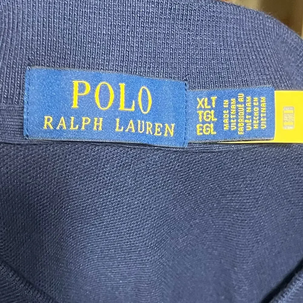 POLO Ralph Lauren Navy Blue 1992 Mesh Polo Shirt Mens XLT Tall Embroidered Logo